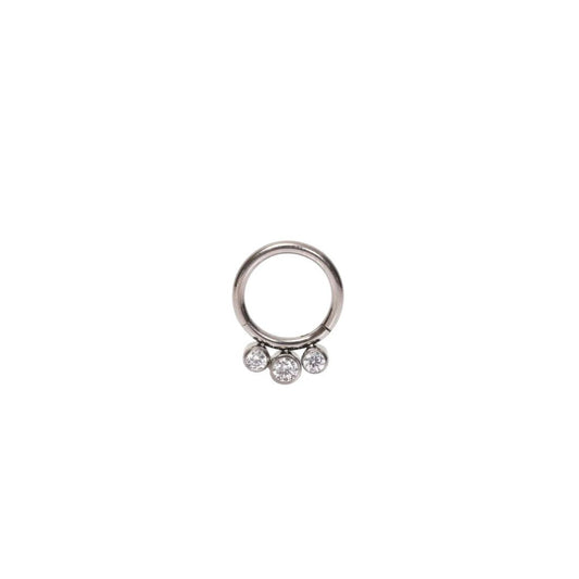 *Titanium & Triple Clear Cubic Zirconia Hinged Ring