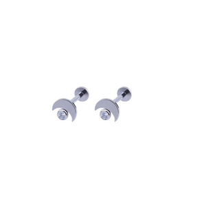 *Titanium & Clear Cubic Zirconia Moon