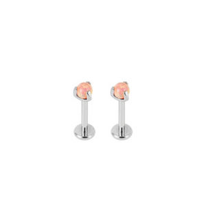 Peach Opal Prong Set Earring.