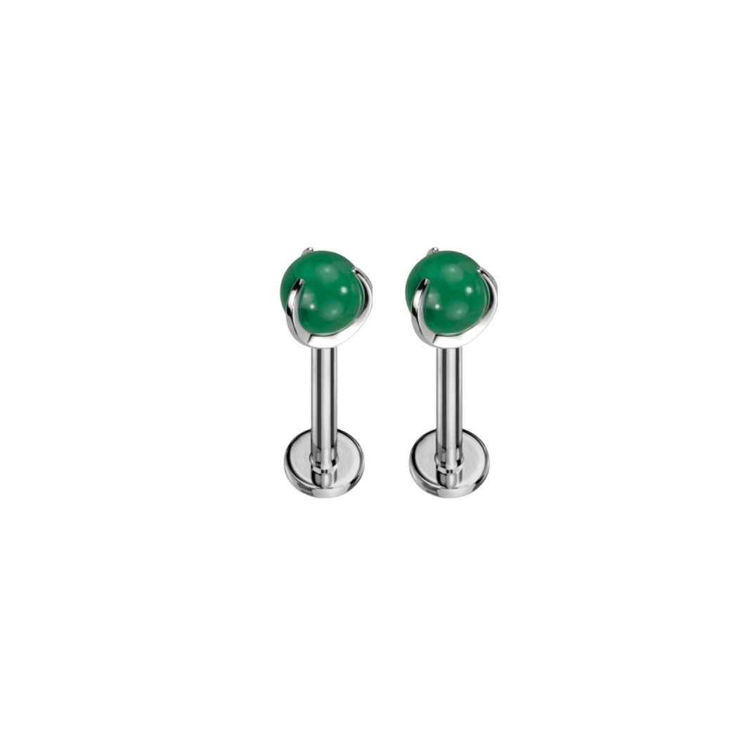 Jade Prong Set Natural Stone Earrings