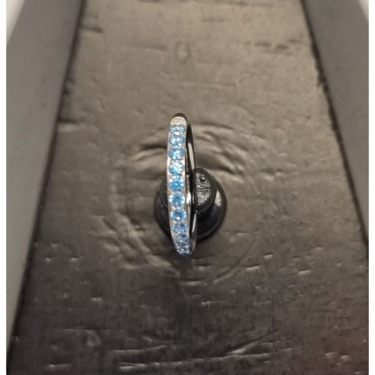 Blue Pavè Crystal Cubic Zirconia Hinged Clicker Ring 10mm
