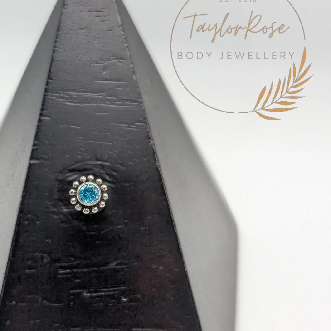 'Blue Burst' Blue Cubic Zirconia & Titanium Balls