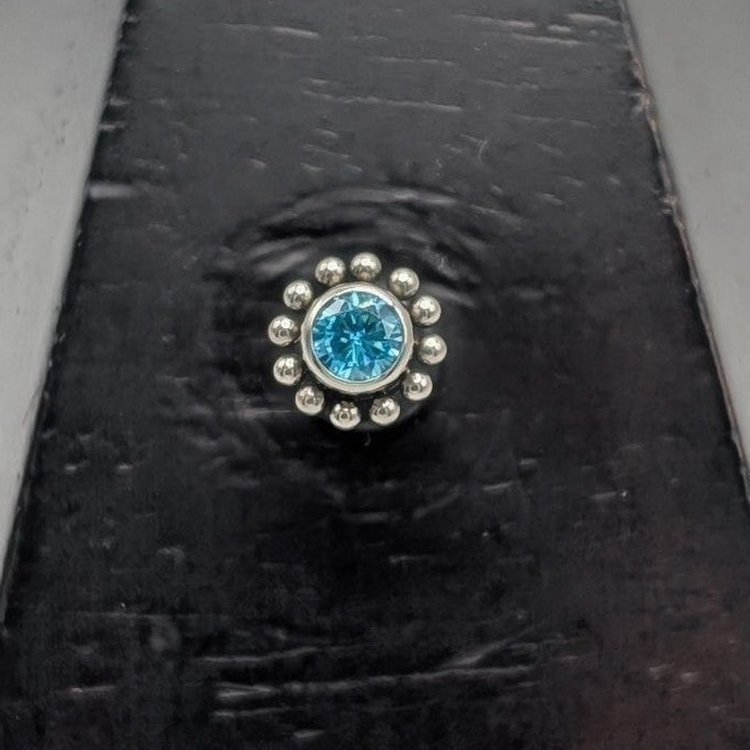 'Blue Burst' Blue Cubic Zirconia & Titanium Balls