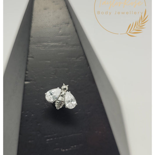 Bee Titanium & Clear Cubic Zirconia Attachment