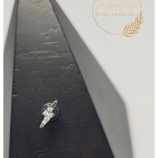 Lightening Bolt Crystal Clear Cubic Zirconia Attachment