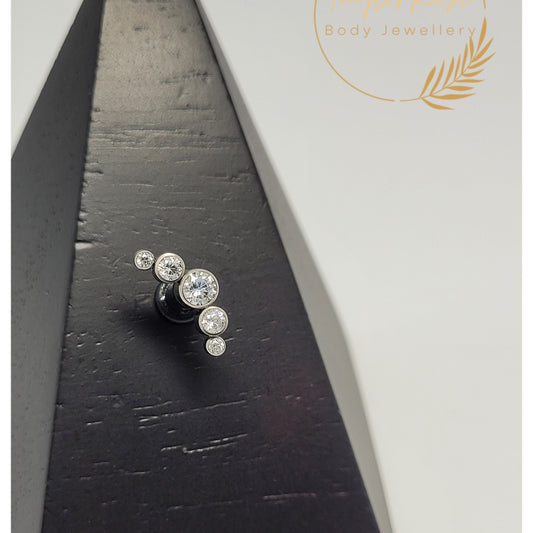 *5 Stone Crystal Clear Cubic Zirconia Cluster