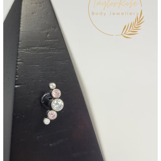 5 Stone Cluster Pink Cubic Zirvonia