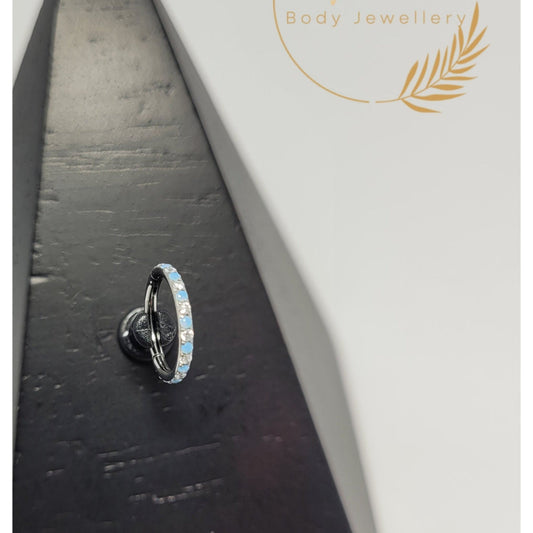 Turquoise & Crystal Hinged Ring