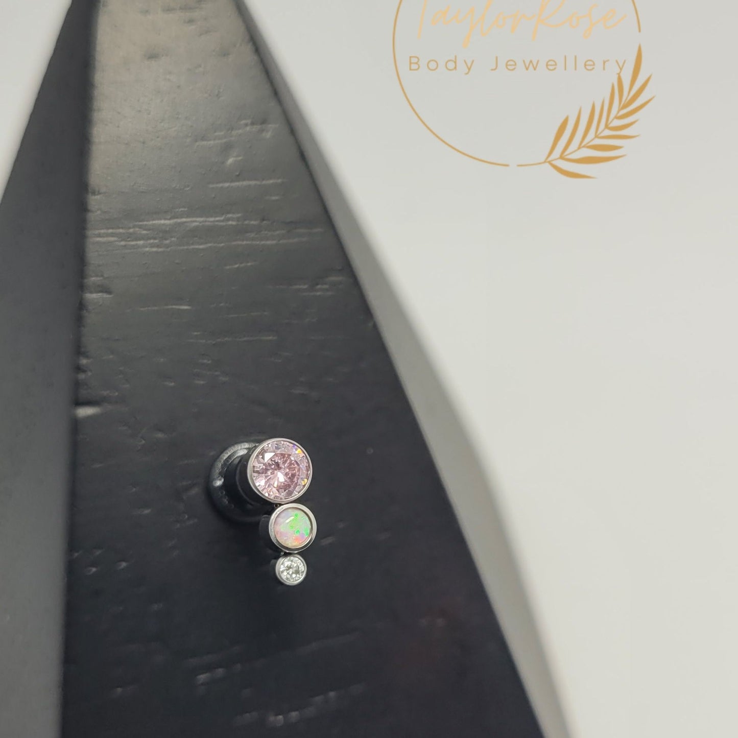 Paradise Curve Opal, Pink & Clear Cubic Zirconia