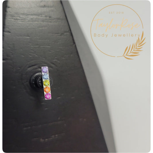 Rainbow Bar Cubic Zirconia & Titanium