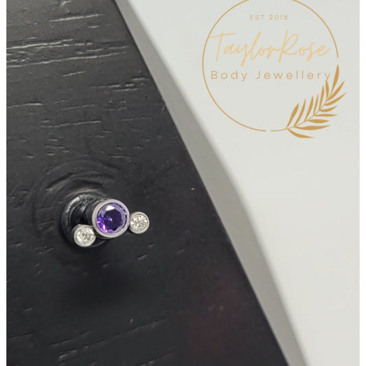 3 Stone Cluster Purple Cubic Zirconia