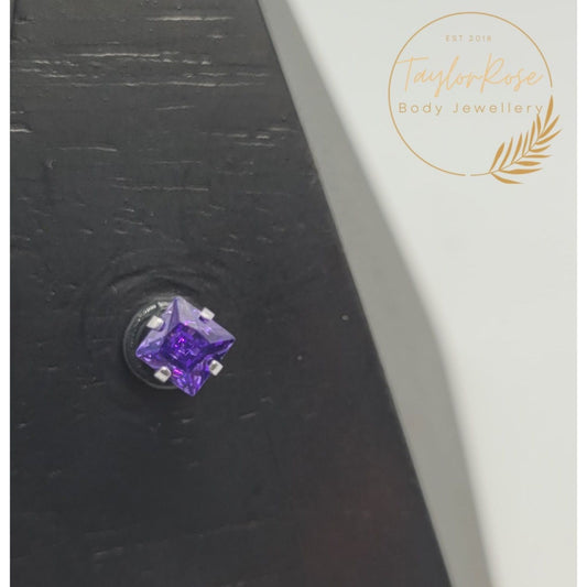 Diamond Cut Purple Cubic Zirconia Claw Set