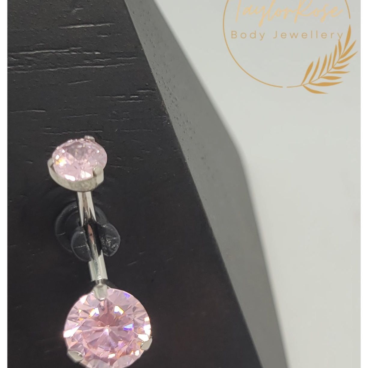 Navel Curve Pink Prong Set Cubic Zirconia