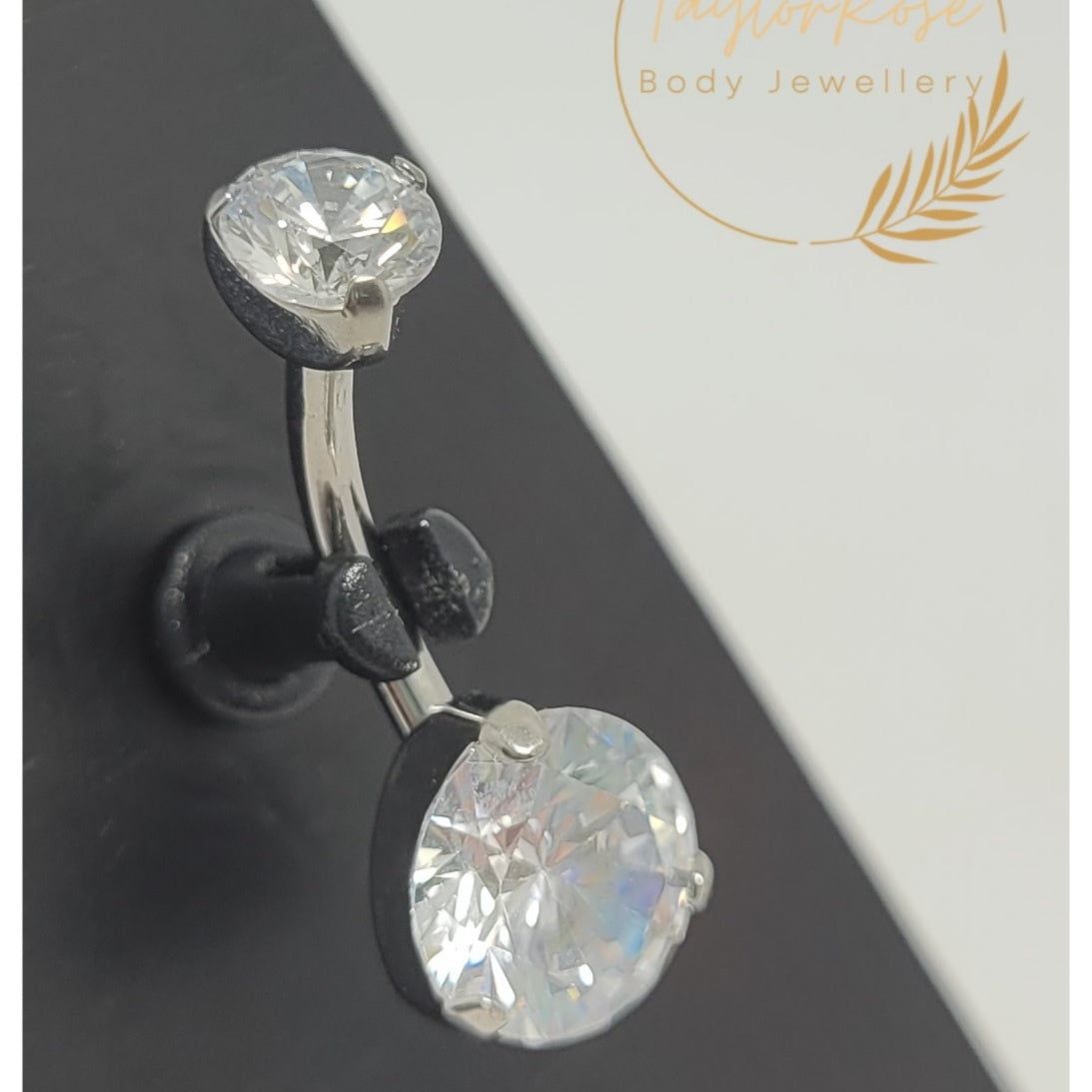 Navel Curve Prong Set Crystal Clear Cubic Zirconia