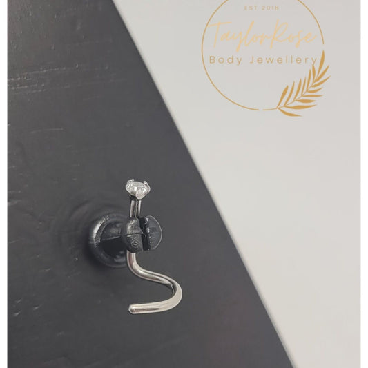 Nostril Screw Crystal Clear Cubic Zirconia Prong Set