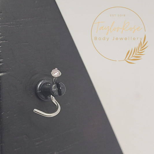 Nostril Screw Pink Prong Set Cubic Zirconia