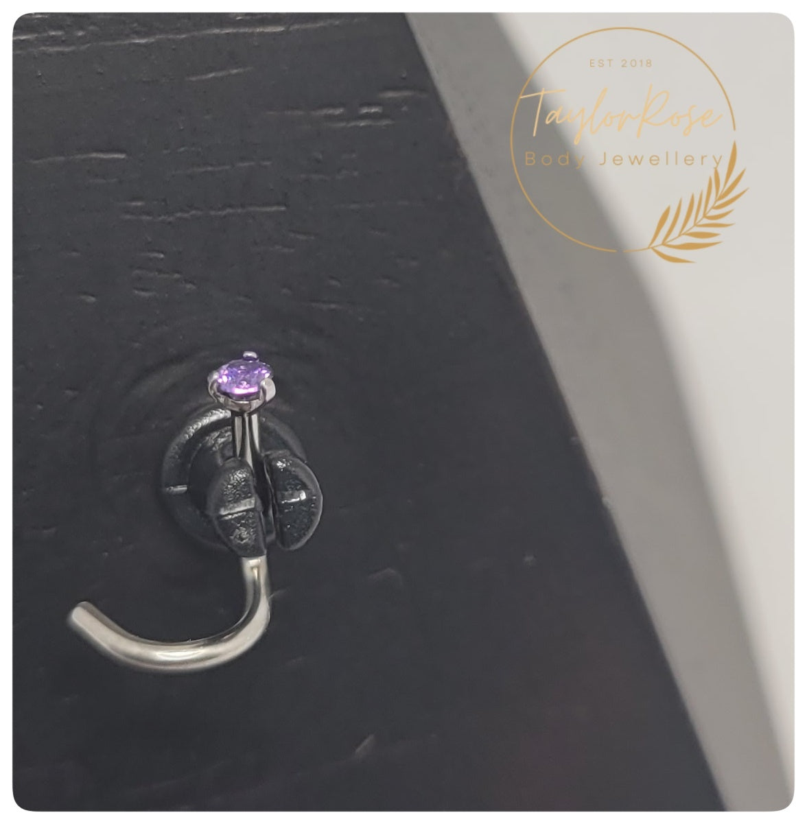 *Nostril Screw Purple Prong Set Cubic Zirconia Nostril Screw