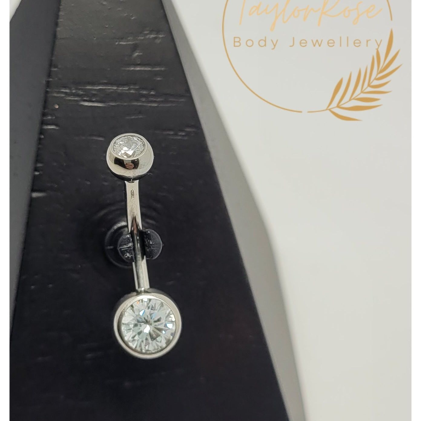 Navel Curve Bezel Set Crystal Clear Cubic Zirconia