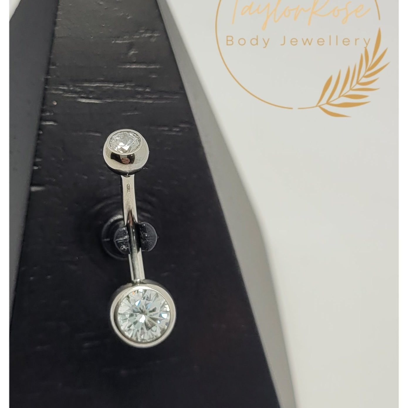 *Titanium & Clear Cubic Zirconia Navel Bar