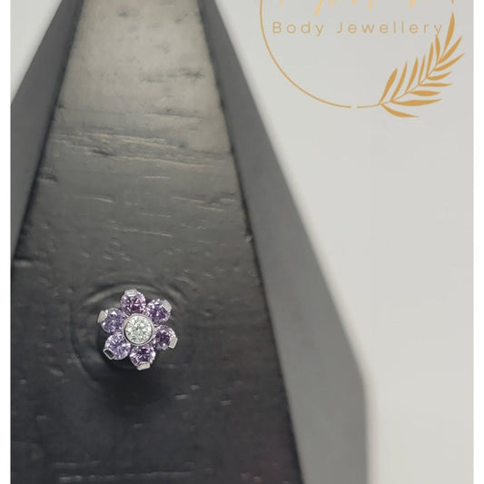 Flower Lilac Cubic Zirconia Attachment