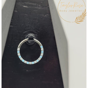Titanium, Turquoise & CZ Ring 10mm