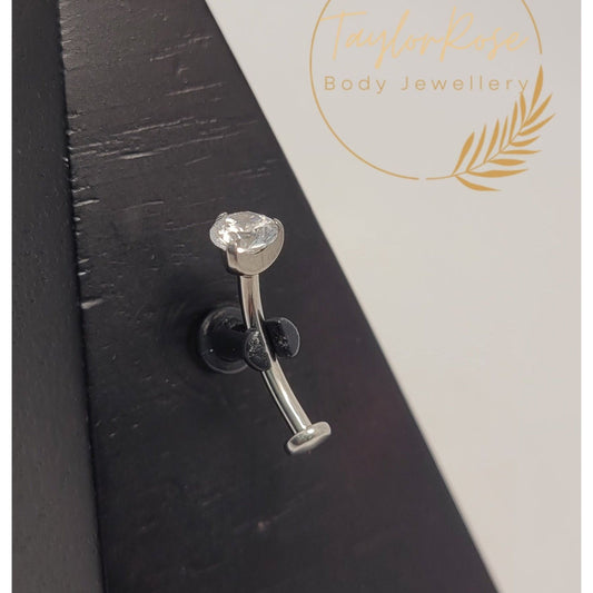 Floating Navel Curve Crystal Clear Prong Set Cubic Zirconia