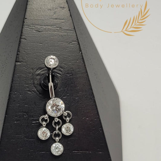 Navel Curve Chandelier Bezel Set Crystal Clear Cubic Zirconia 12mm