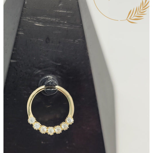 14k Solid Gold & CZ 10mm Clicker Ring