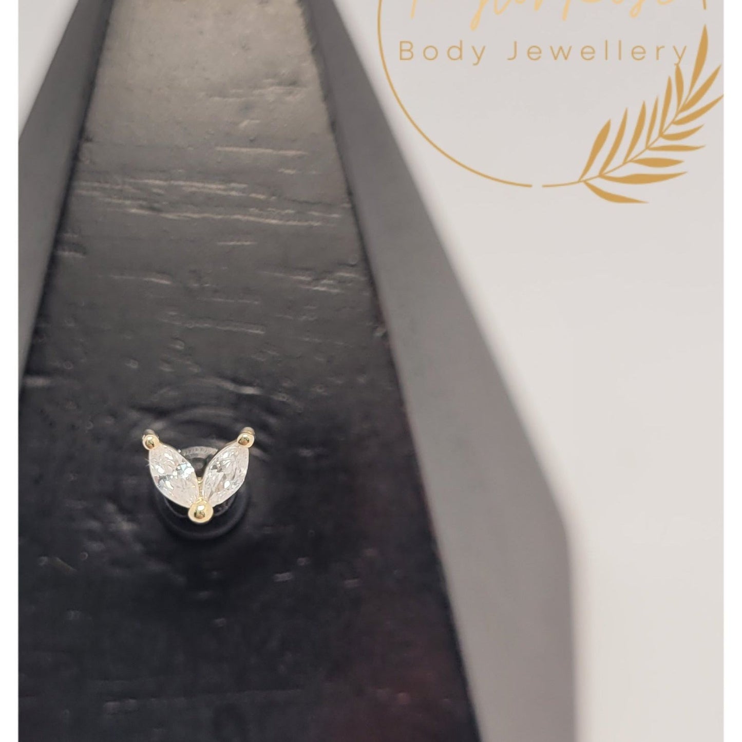 14k Solid Gold & CZ Double Petal Attachment and Post