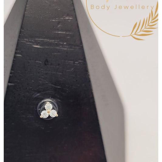 14k Solid Gold & CZ Trio Attachment and Post